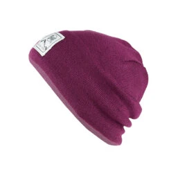 Buff Knitted & Polar Fleece Hat Solid Amaranth Purple